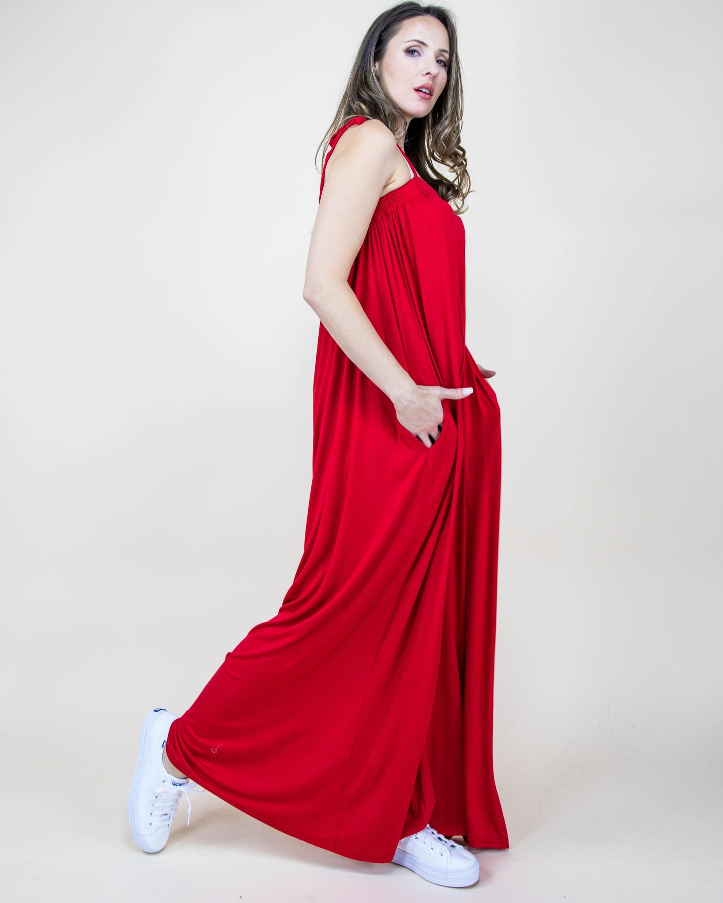 Off the Shoulder Long Flowy Wide Leg Jumpuit