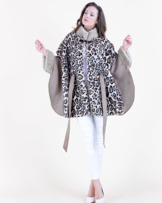 Faux Leopard Fur Cape