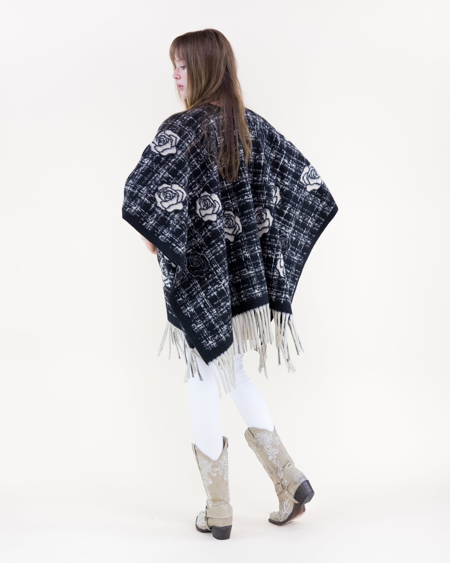 Roses Over Tweed Ruana Wrap