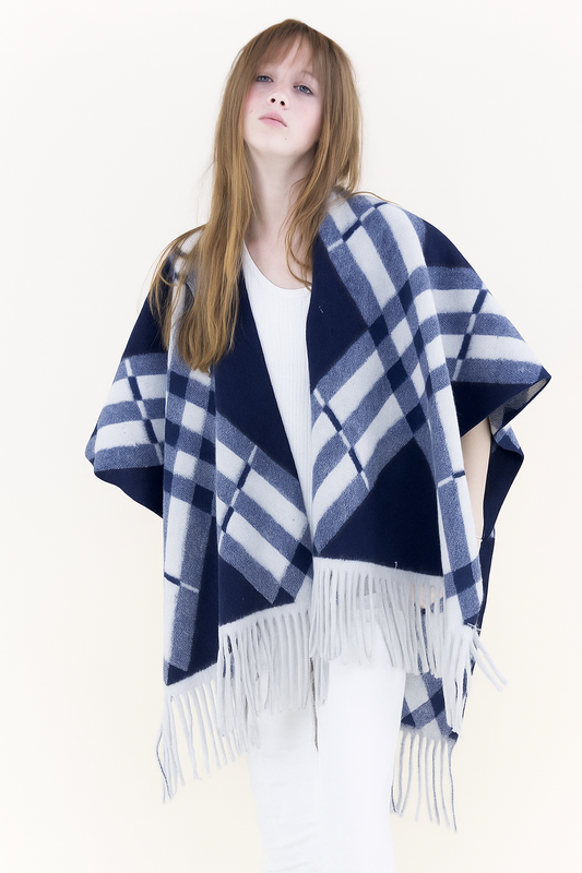 Bold Diagonal Plaid Ruana Wrap
