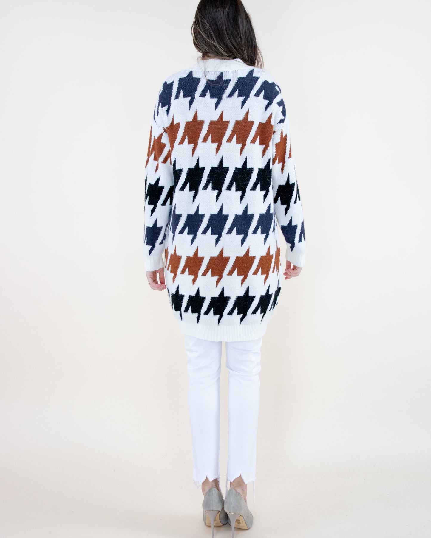 Two Tone Houndstooth Cardigan
