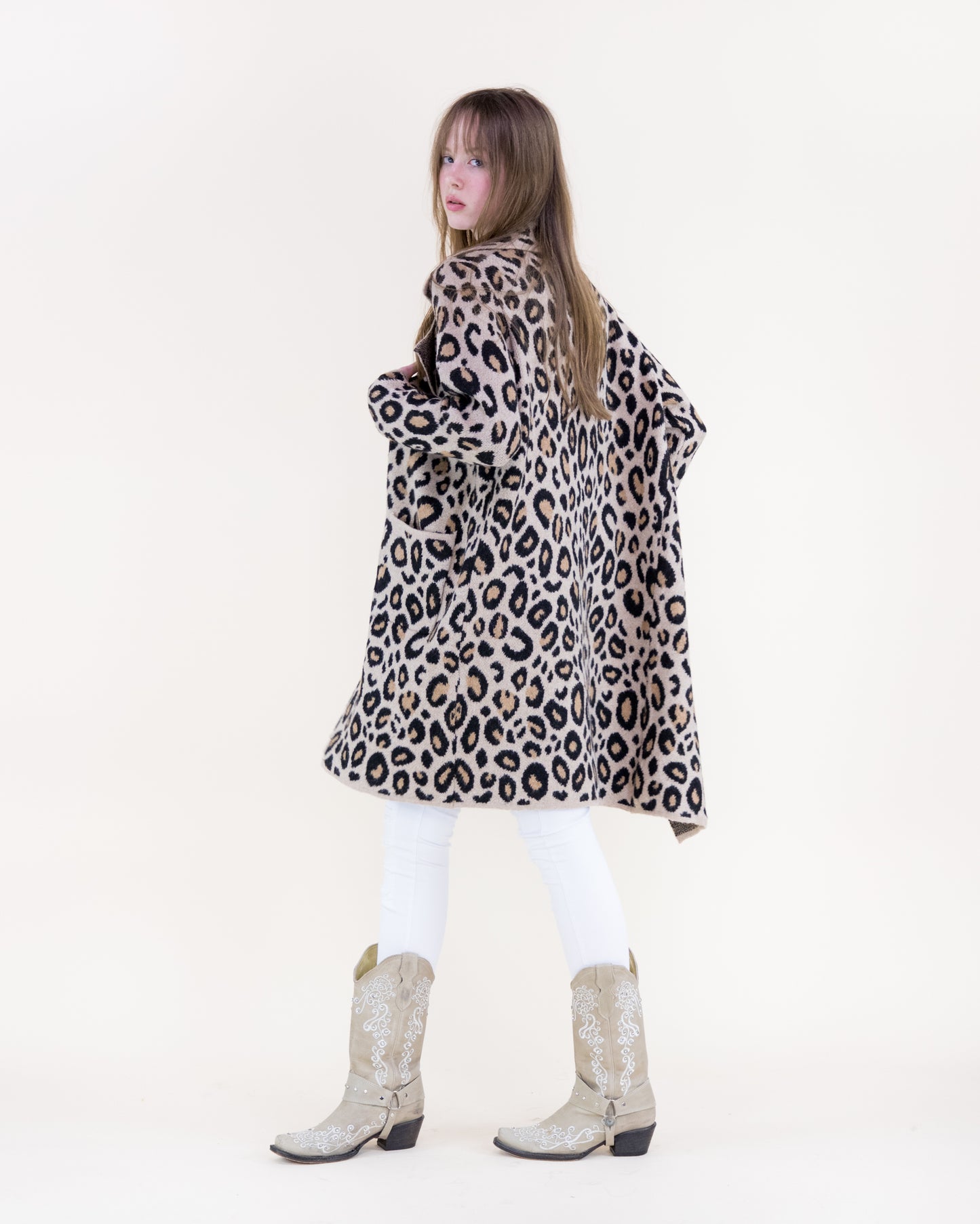 Leopard Notch Lapel Coatigan