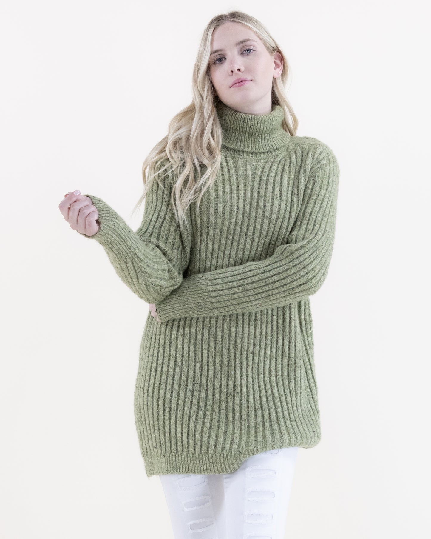 Ribbed Turtle Neck Comfy Long Sweater