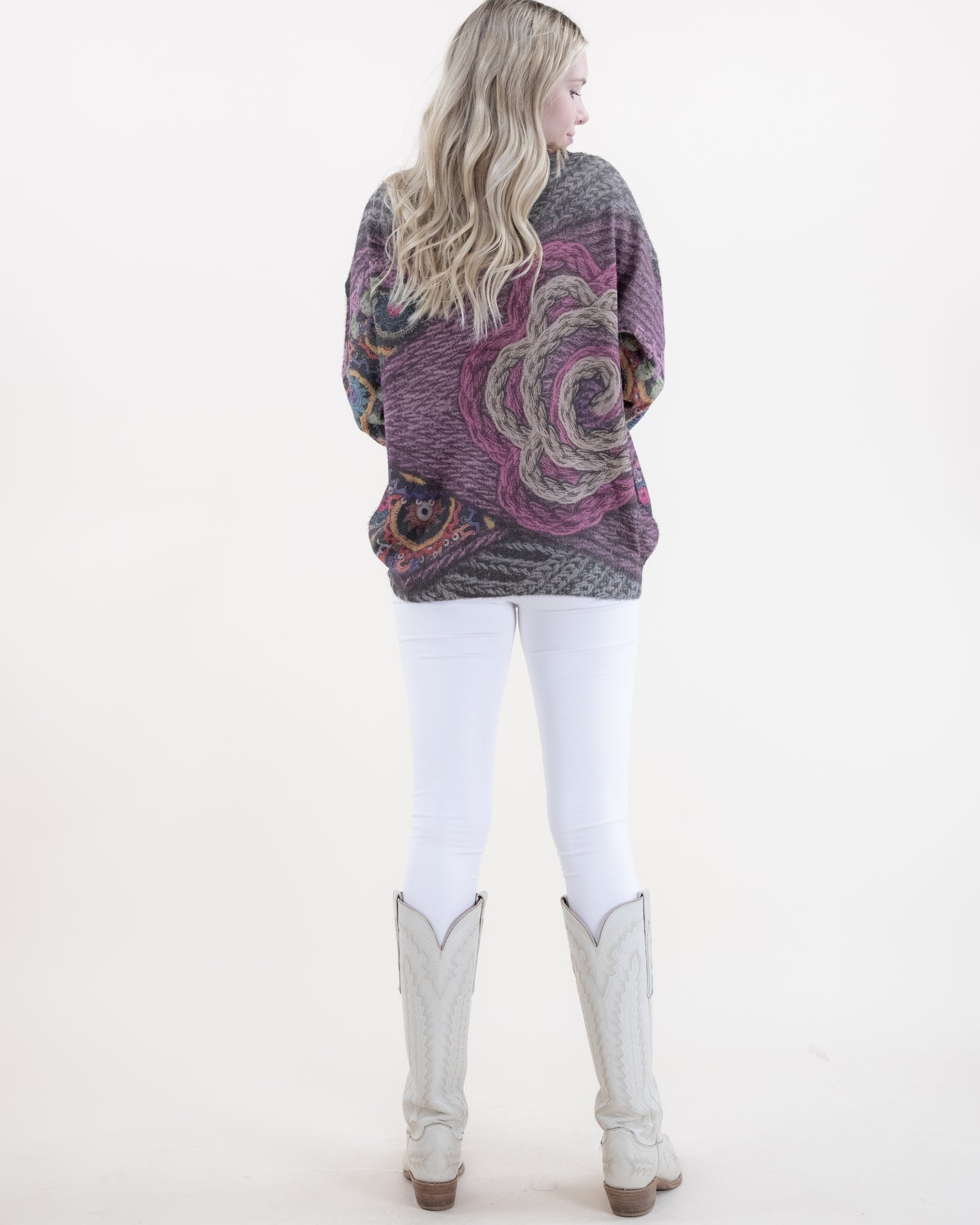 Embroidery Digitally Printed Crew Neck Sweater