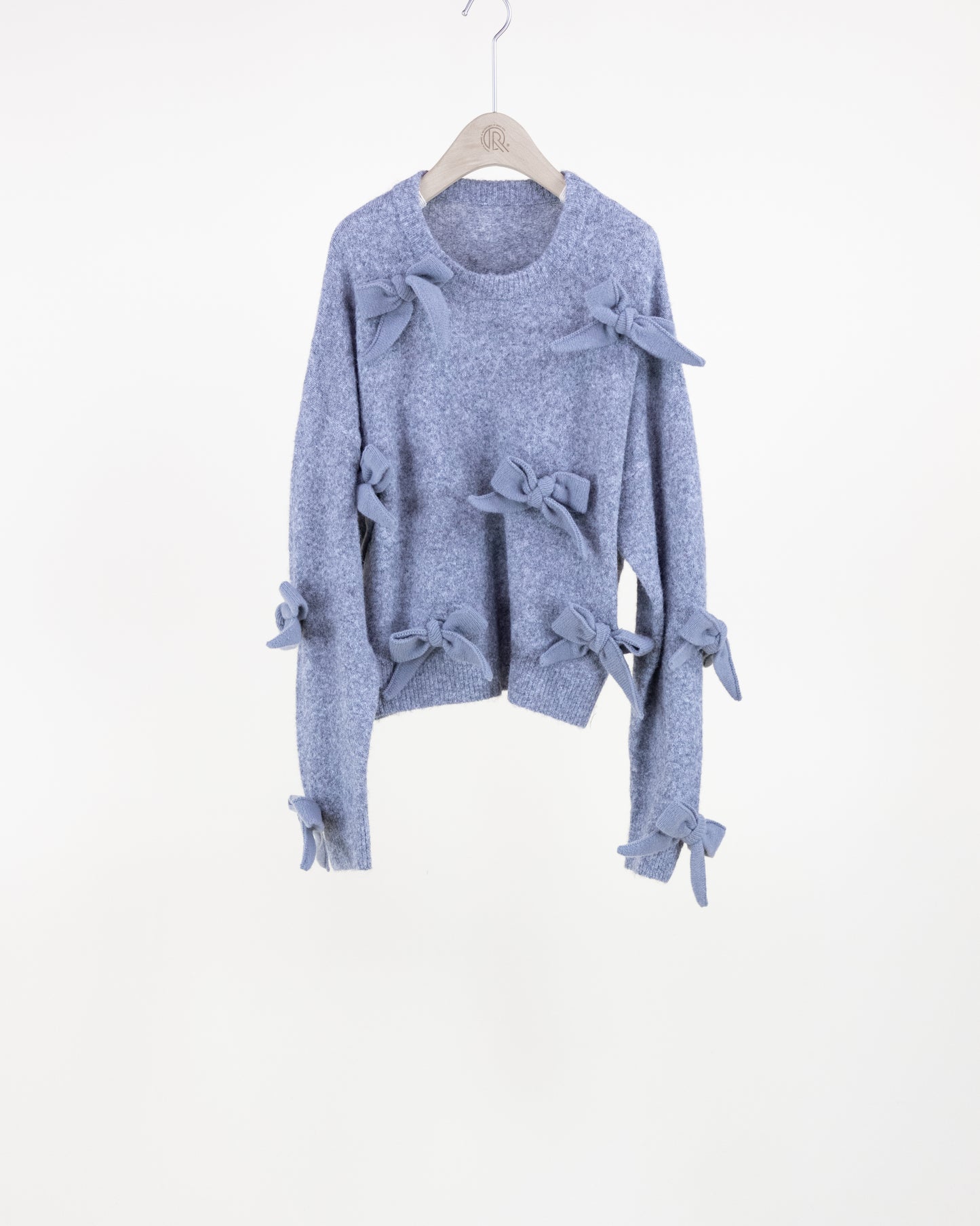 Softest Heathered Bowtie Crew Neck Cropped Sweater