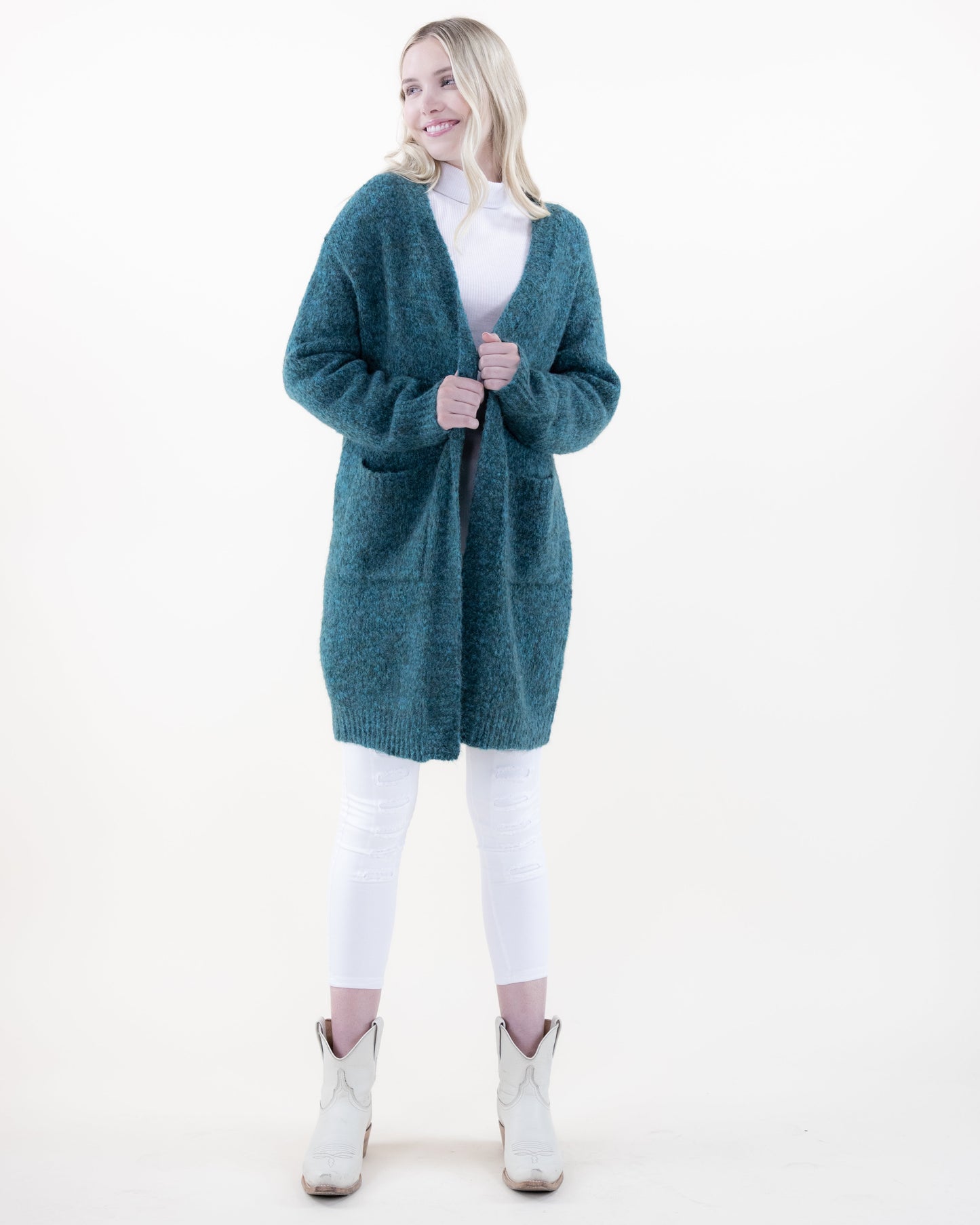 Fuzzy Yarn Comfy Cardigan w/ Front Pockets