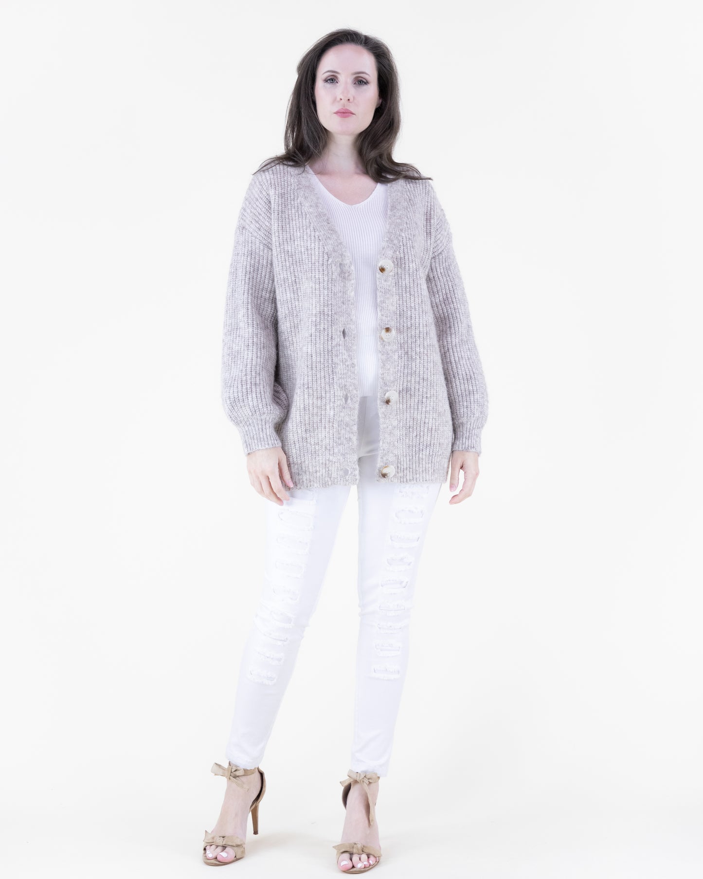 Heathered Wool Blend Oversized Cardigan