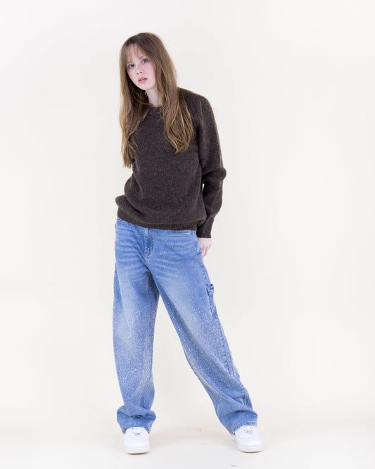 Raglan Shoulder Lace-up Pullover Sweater