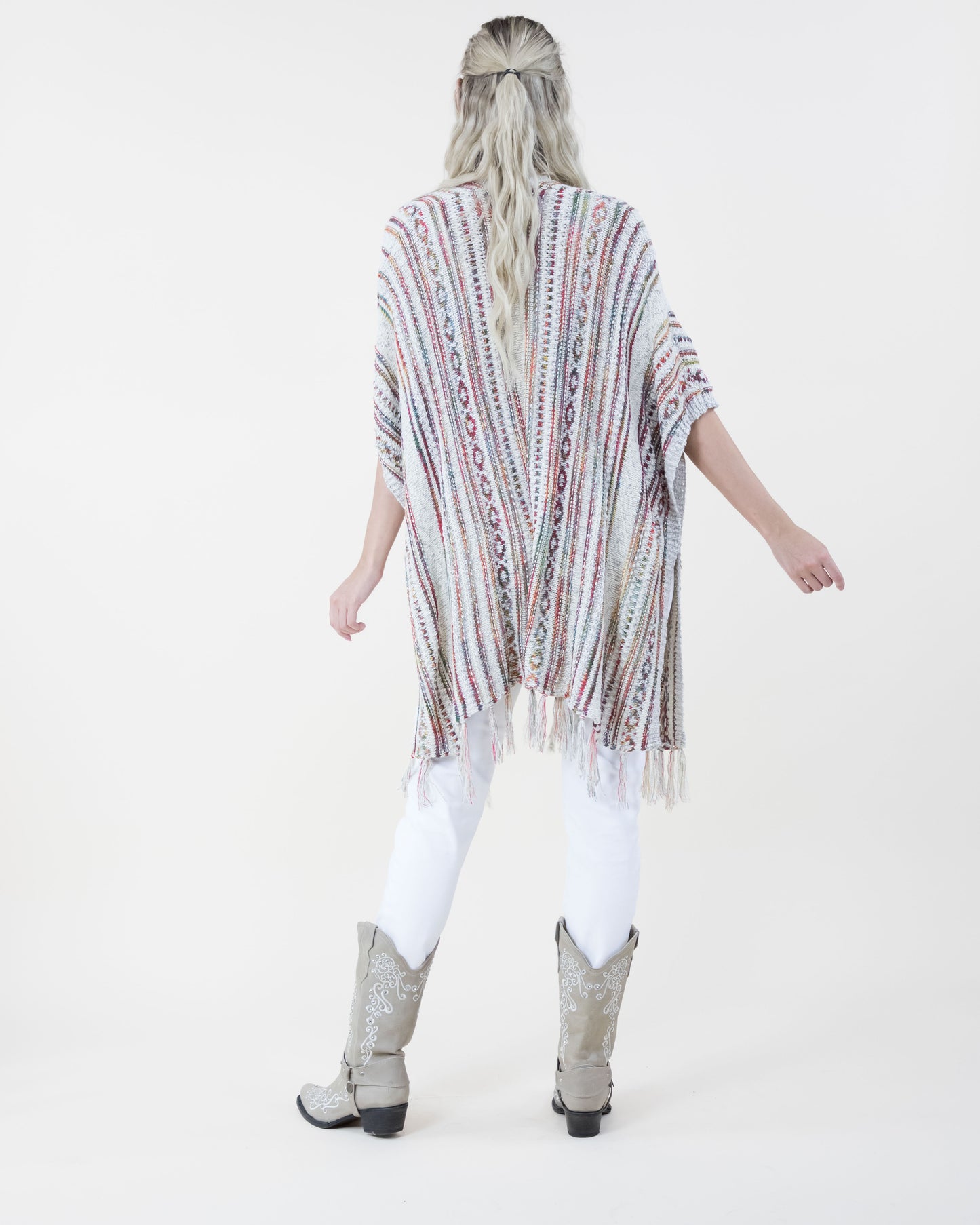 Tribal Stripe Kimono w/ Fringe