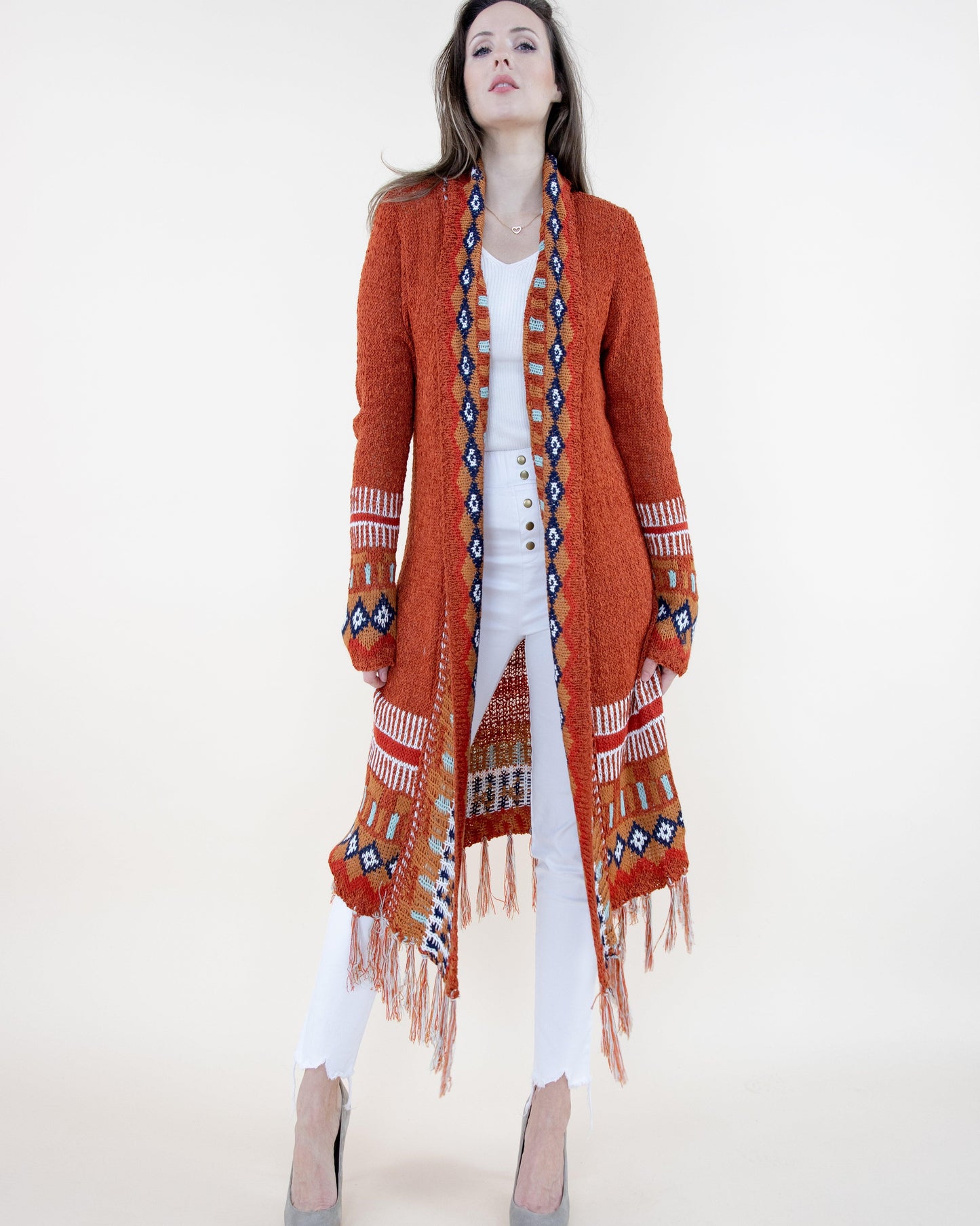 Tribal Cardigan with Fringe
