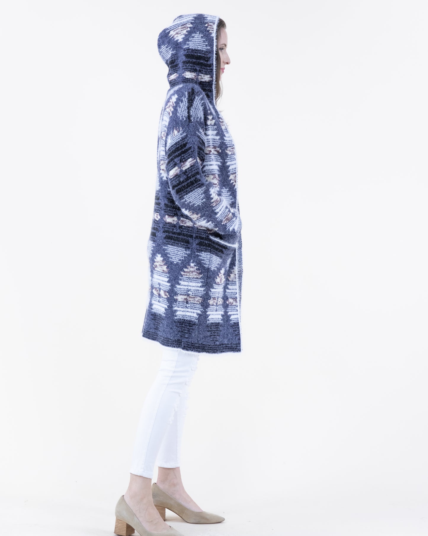 Casual Native Print Eyelash Duster Cardigan
