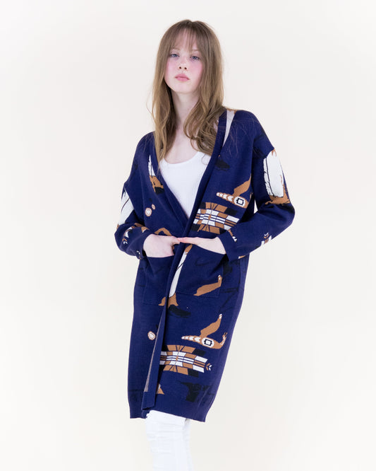 Western Boots Open Front Cardigan