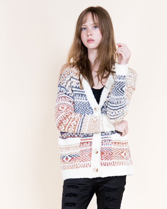 Snake Eye Fair Isle Button Cardigan