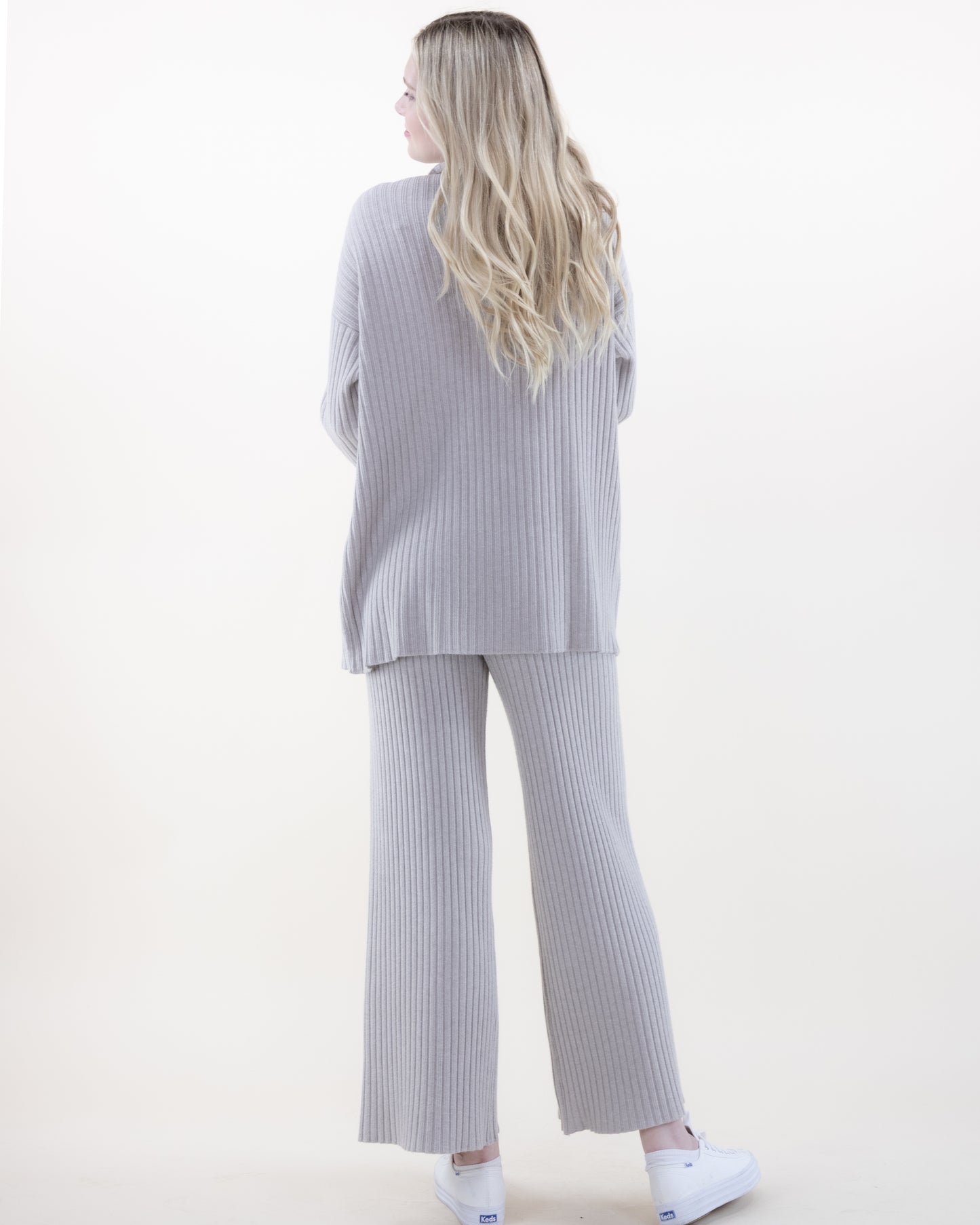 Casual Rib Knit Mock Turtle Neck Long Sweater