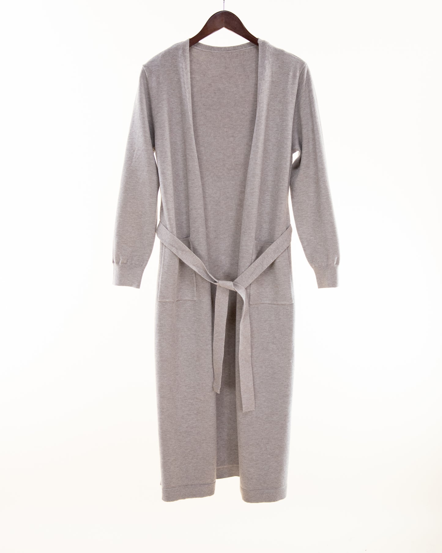 Solid Duster Cardigan w/ Belt and Front Pockets