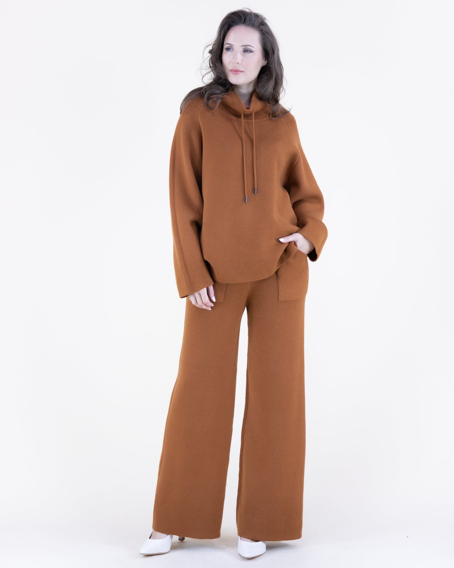 Warm Tone Stand Collar Loose Fit Sweater