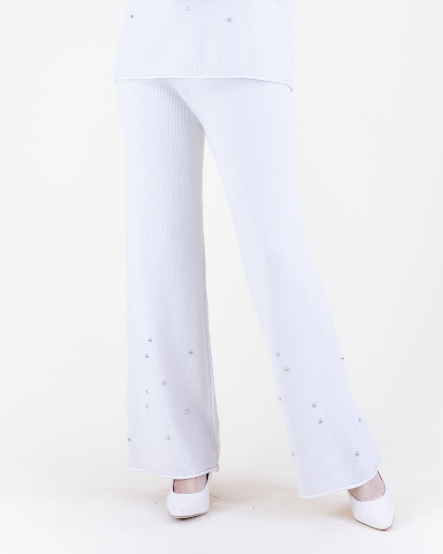 Embellished Rolled Hem Knitted Pants - S/M, L/XL