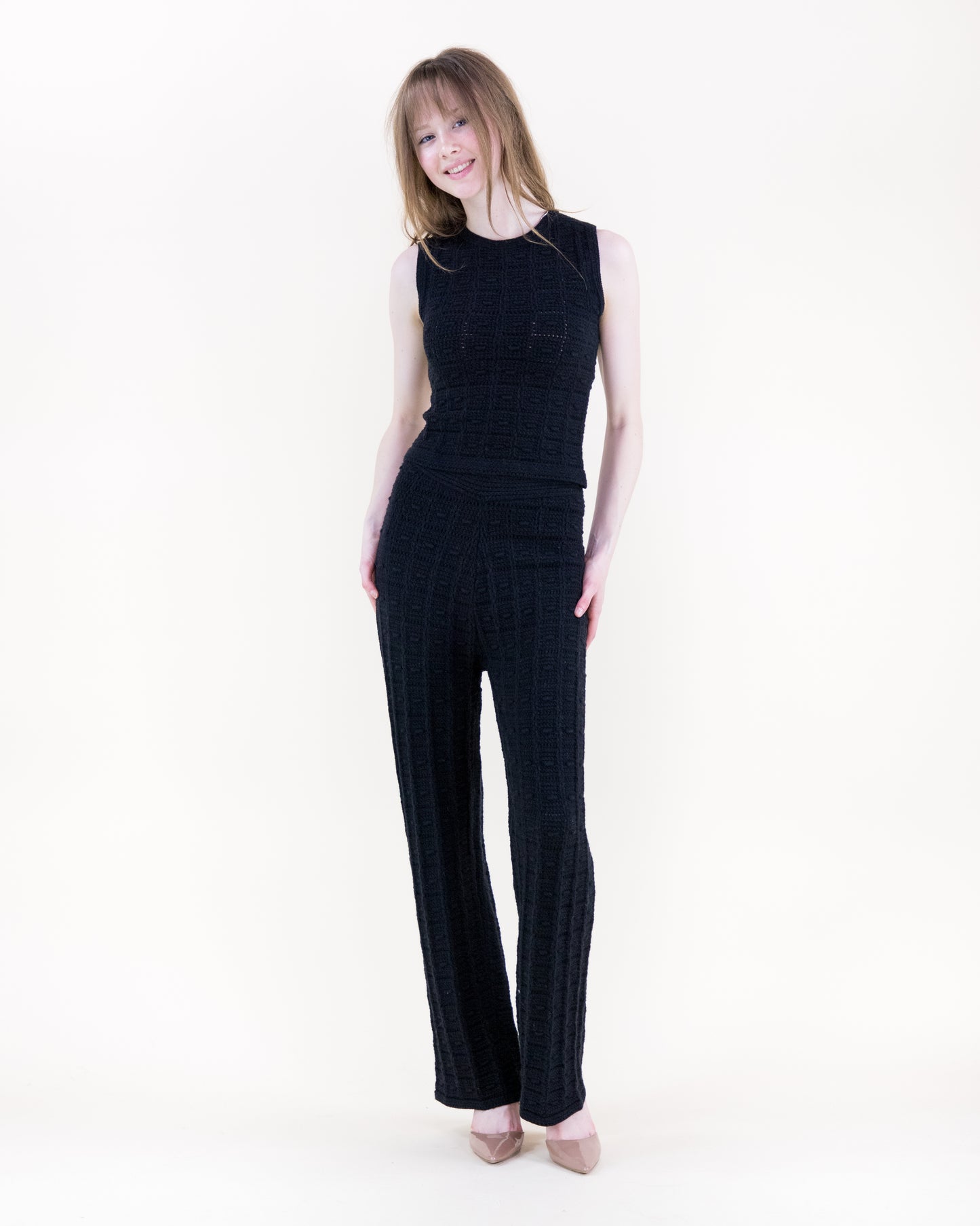 Andalusian Stitch Wide Leg Knitted Pants - S/M, L/XL