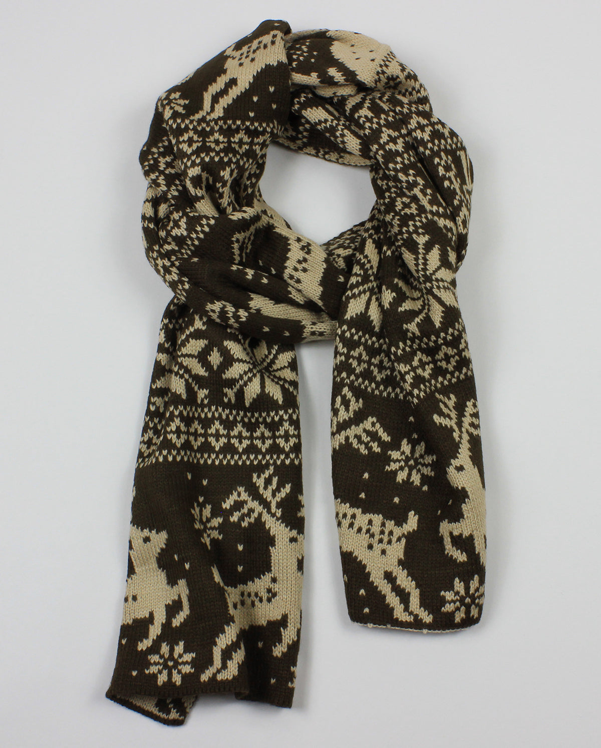 Nordic Reindeer Pattern Knit Scarf