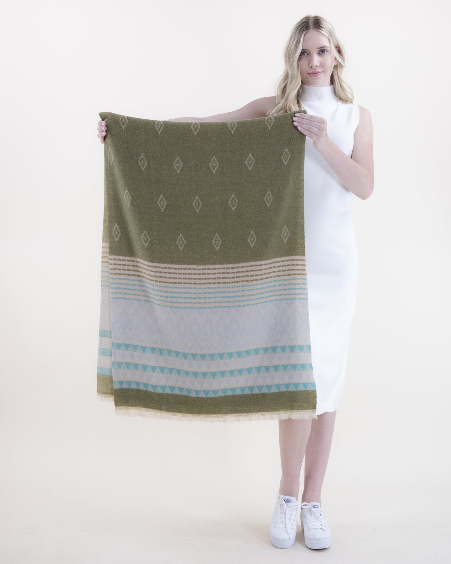 Native Diamond and Lines Pattern Scarf