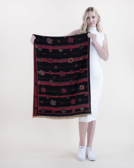 Lines and Roses w/ Metallic Thread Scarf