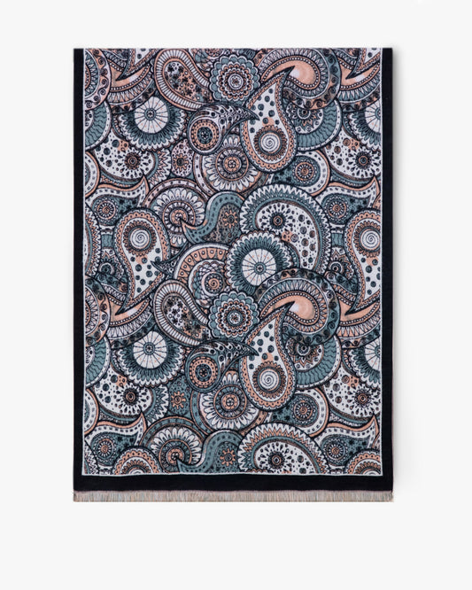 Paisley Overlap Solid Border Scarf