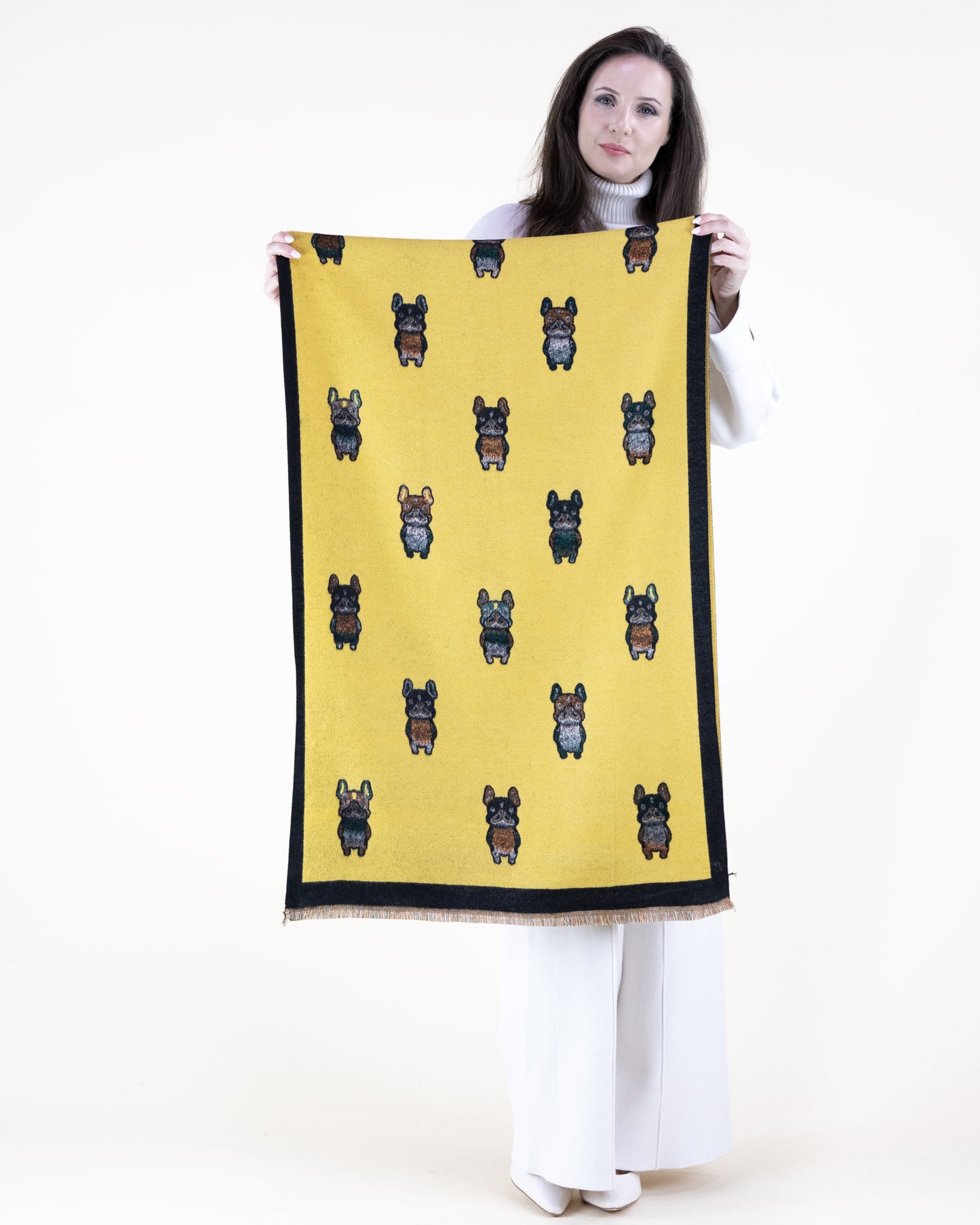 Classy Frenchy Pattern Scarf w/ Solid Border