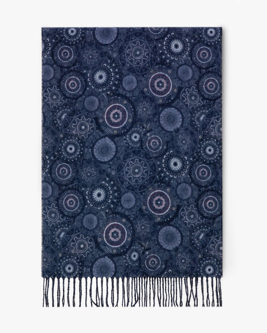 Ornate Circle Bunches Scarf w/ Fringe