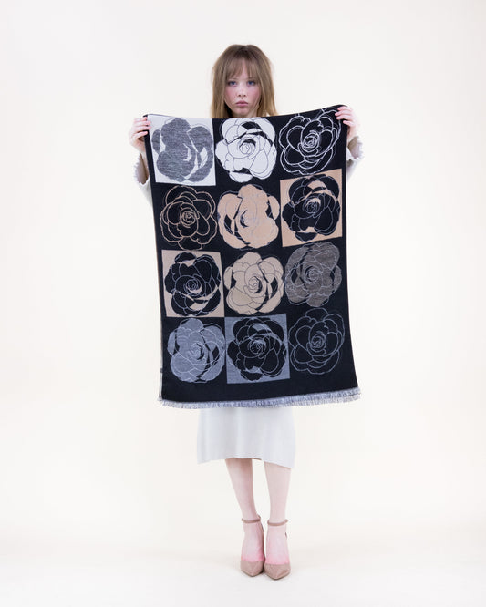 Tonal Rose Grid Scarf