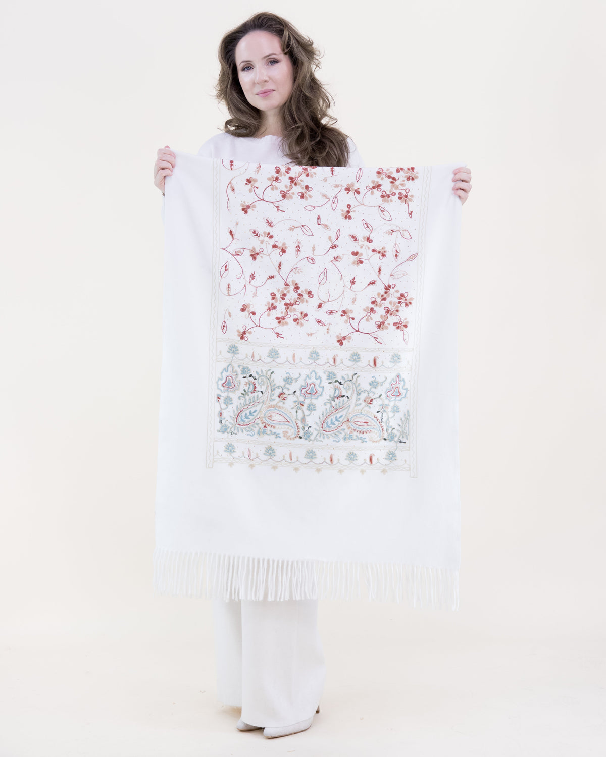 Embroidered Autumn Bloom Rhinestone Scarf