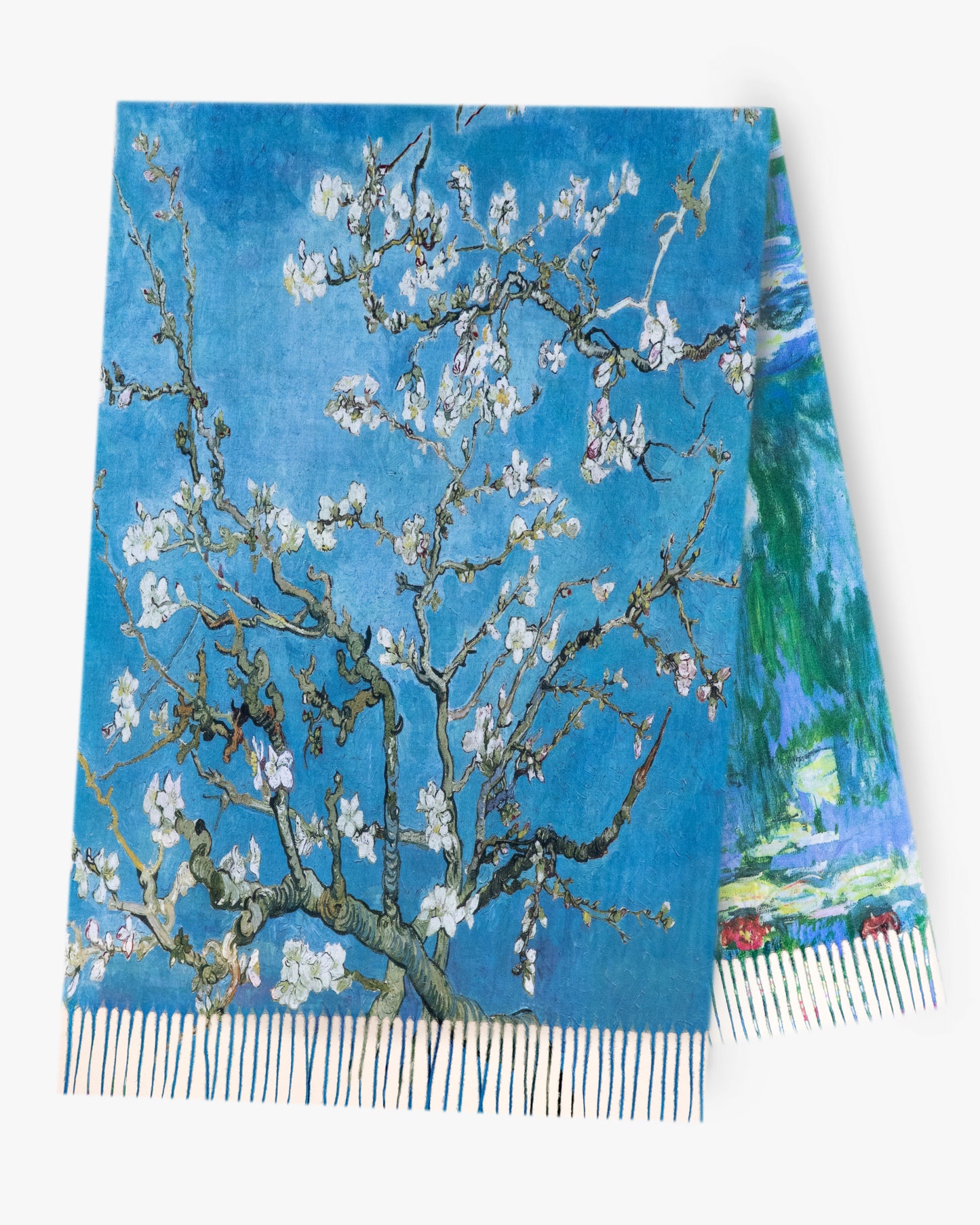Almond Blossoms and Lotus Double Sided Scarf