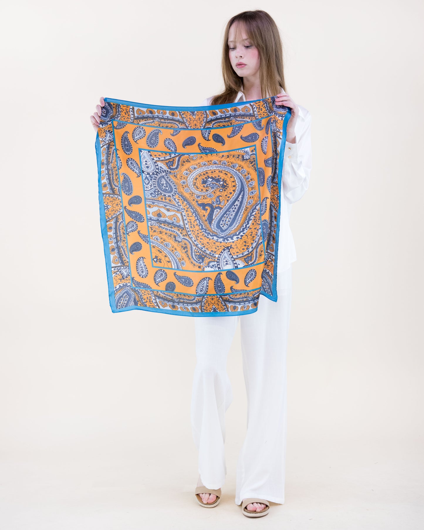 Busy Paisley Satin Small Square Scarf