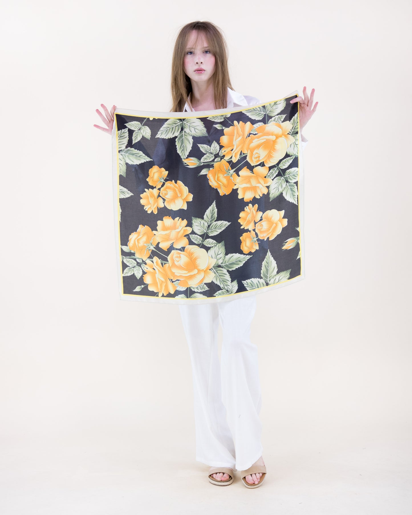 Soft Glow Botanicals Satin Small Square Scarf