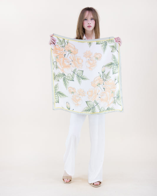 Soft Glow Botanicals Satin Small Square Scarf