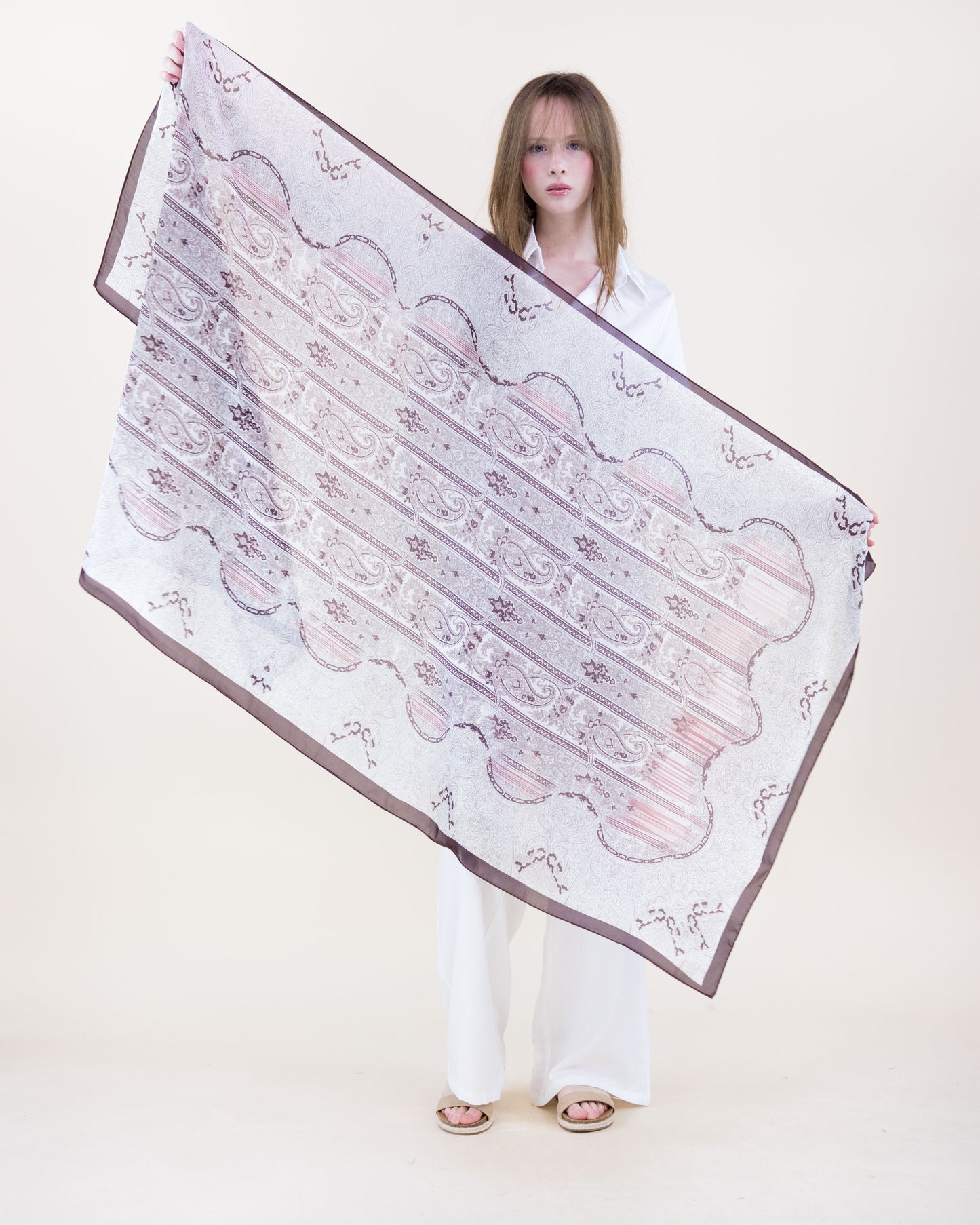 Rococo Paisley Satin Long Scarf