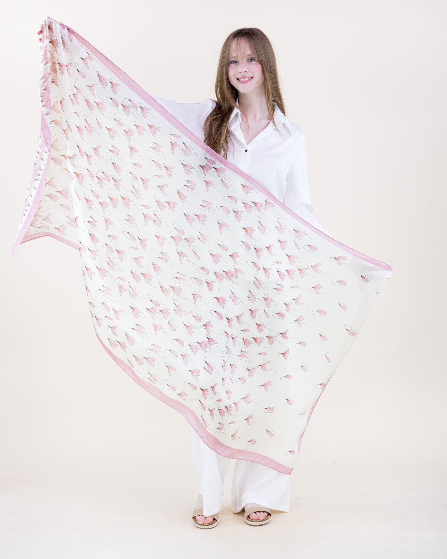 Windy Crocus Satin Long Scarf