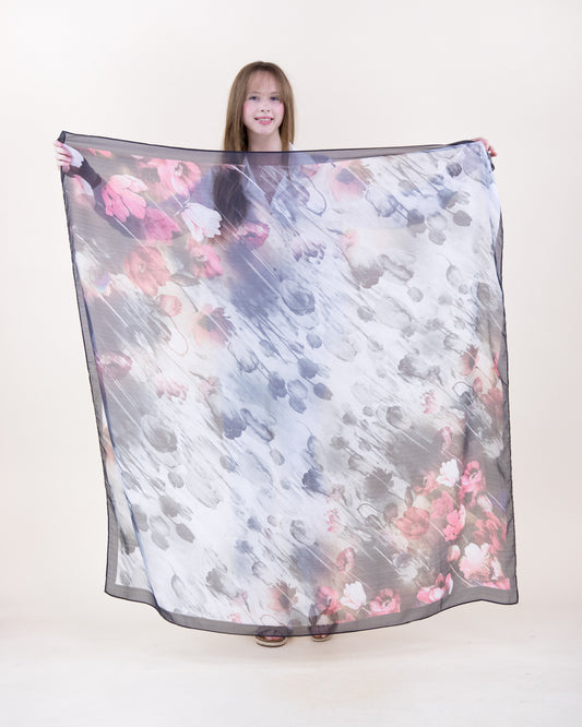 Floral Haze Silky Large Square Scarf
