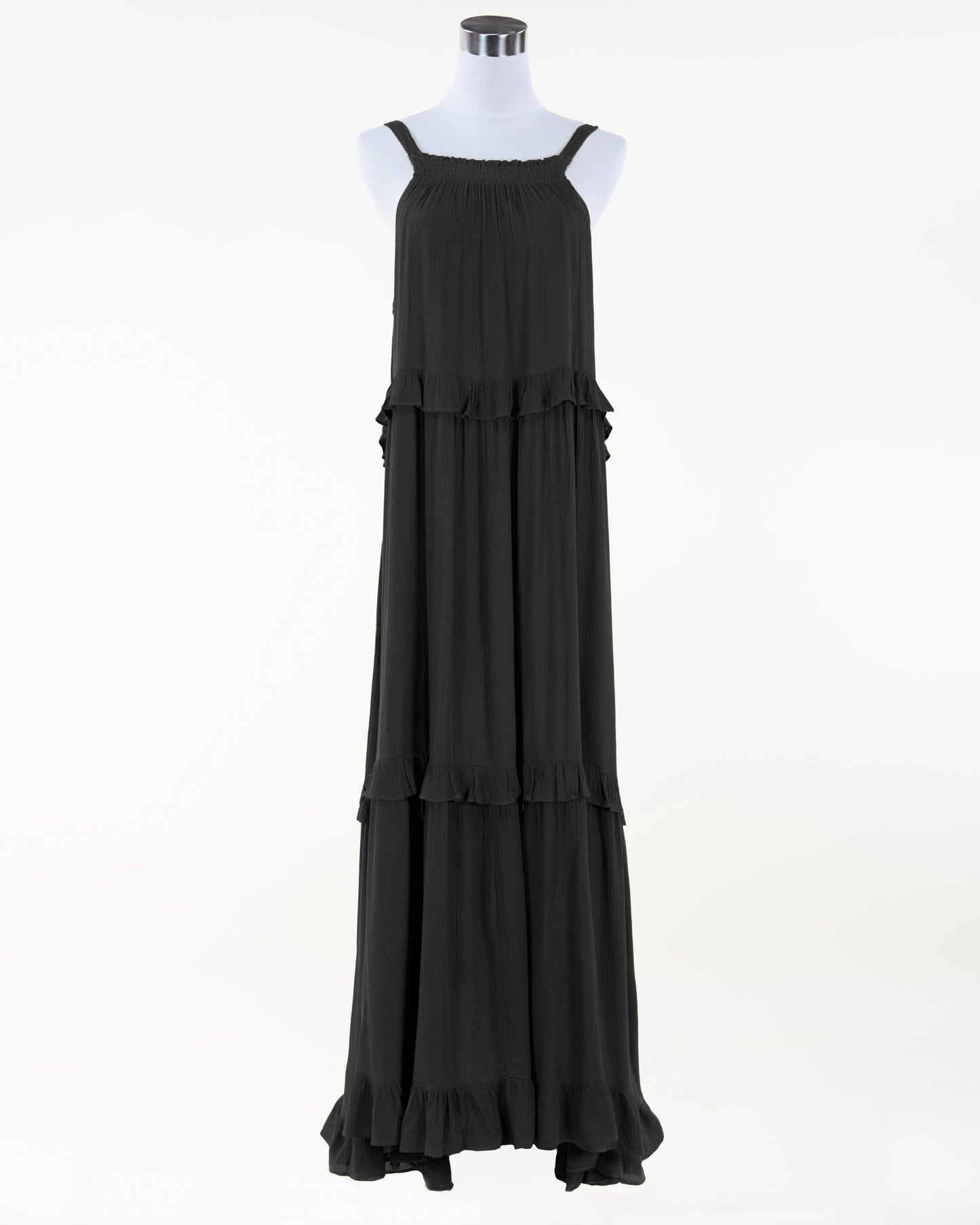 Halter Top Ruffle Tiered Maxi Dress with Pockets