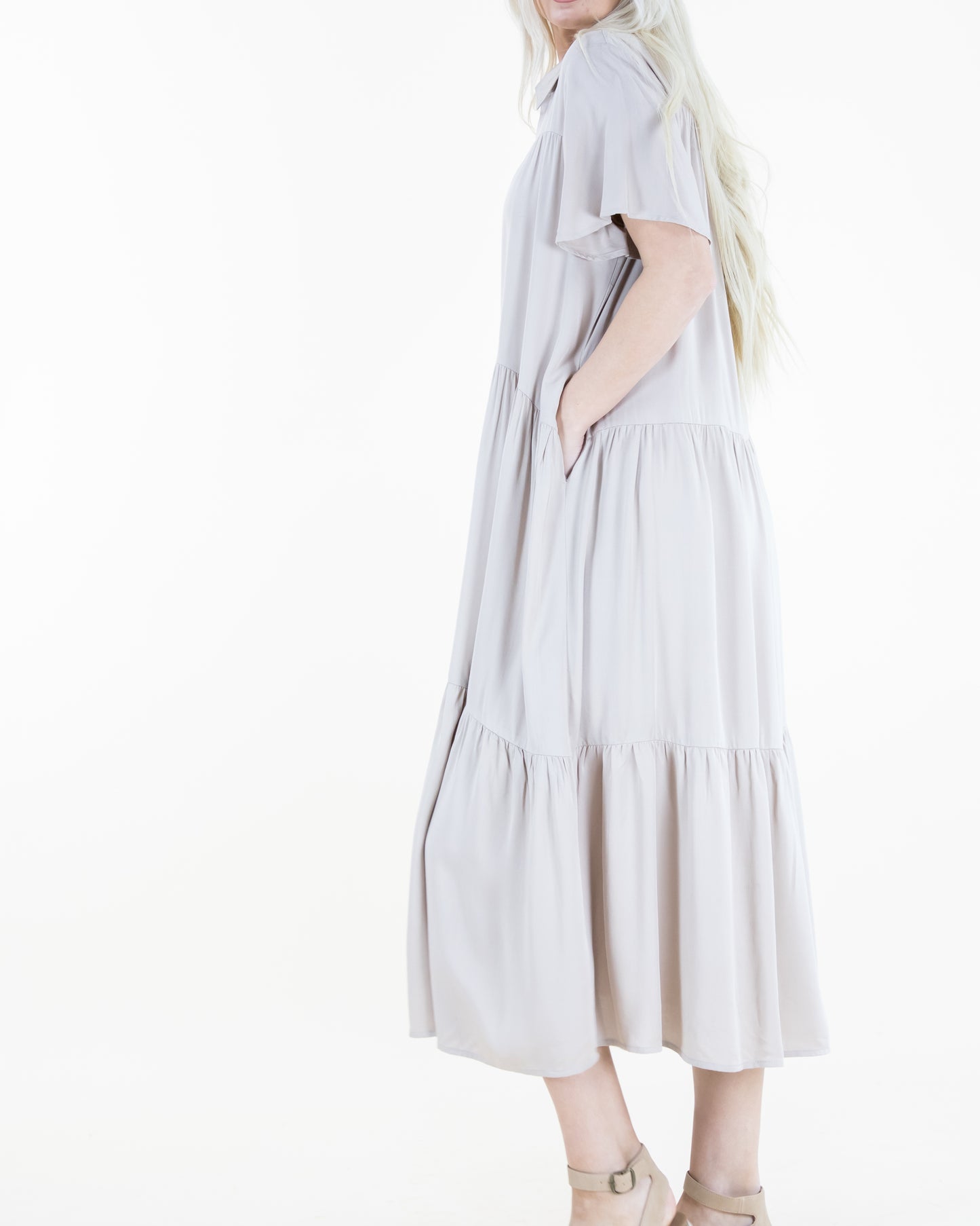 Collared Shirt Dress w/ Buttons