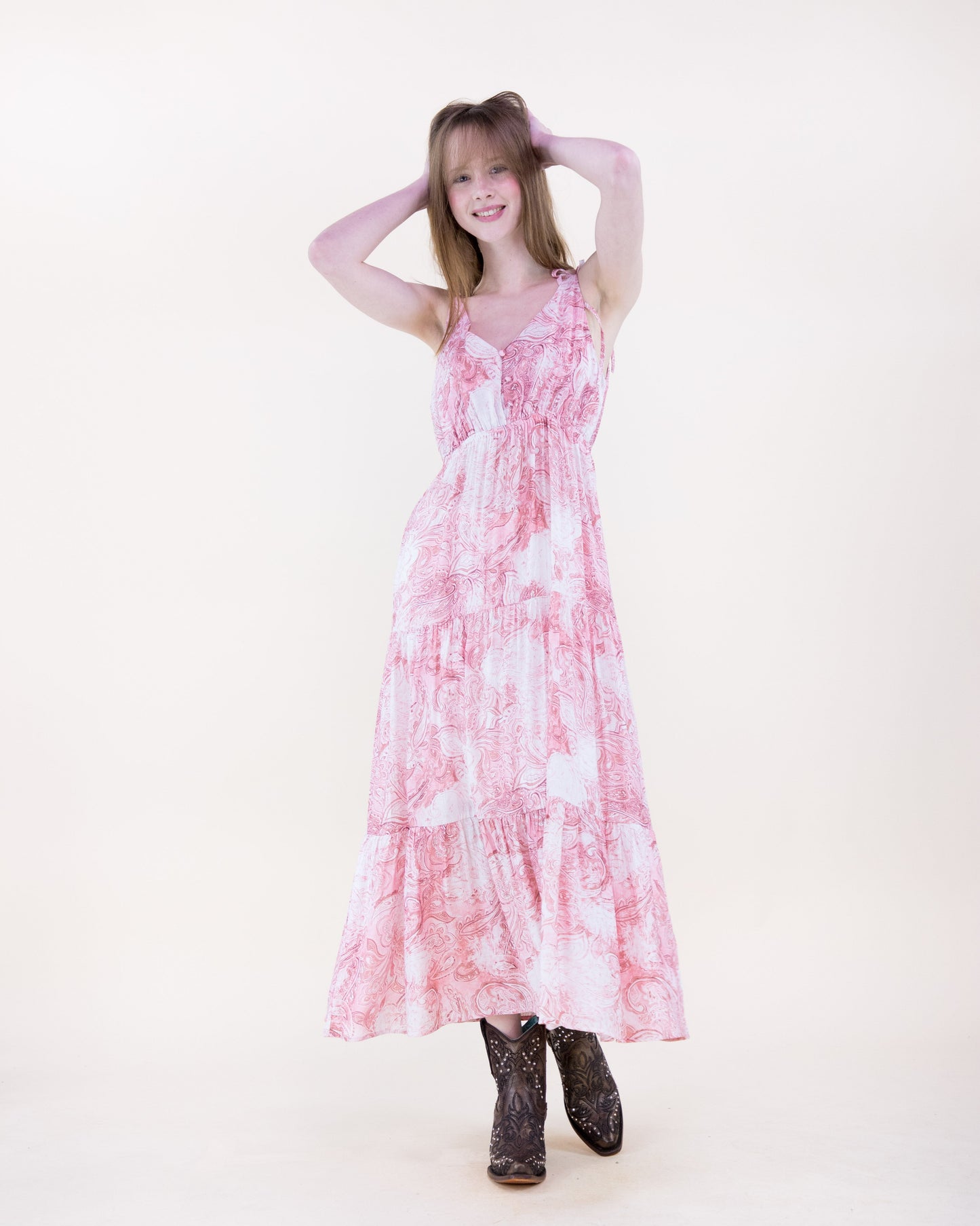 Soft Petal Paisley Strap Sundress