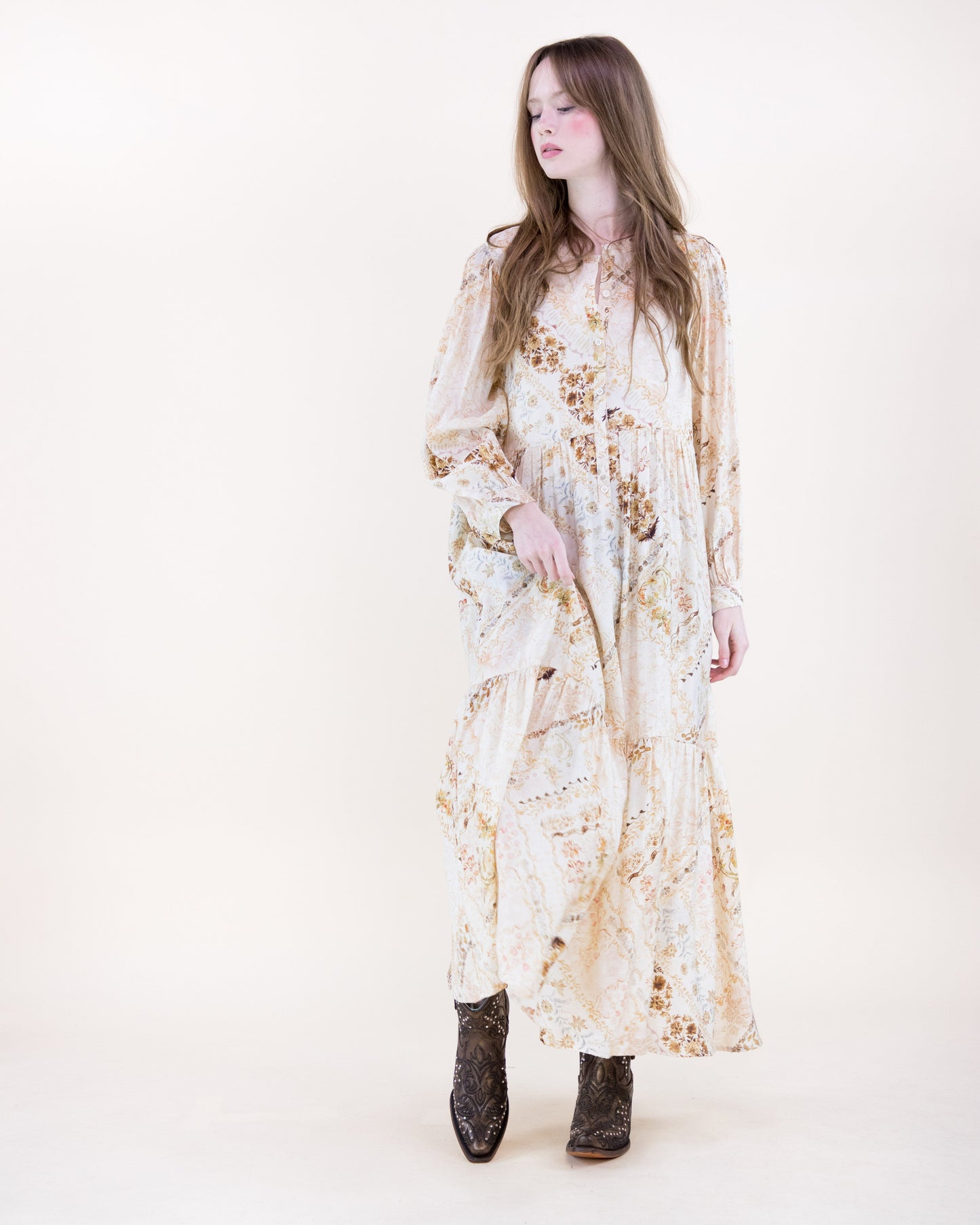 Wildflower Garden Long Sleeve Maxi Sundress