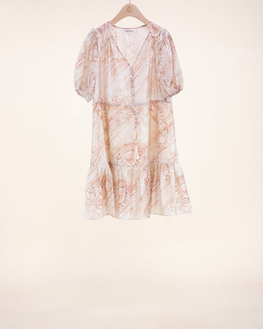 Vintage Boho Puff Sleeve Midi Sundress