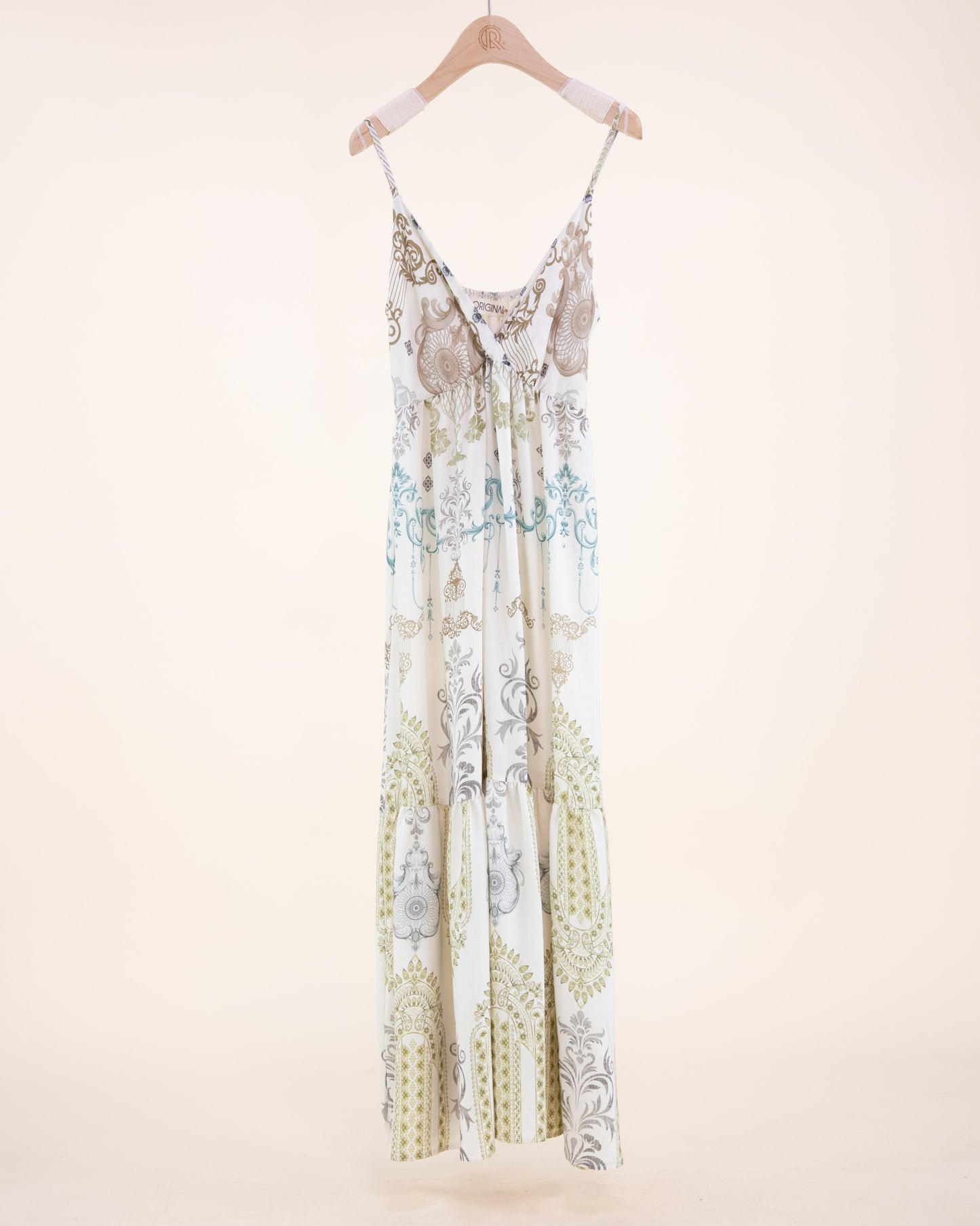 Bold Damask Strap Surplice Maxi Sundress