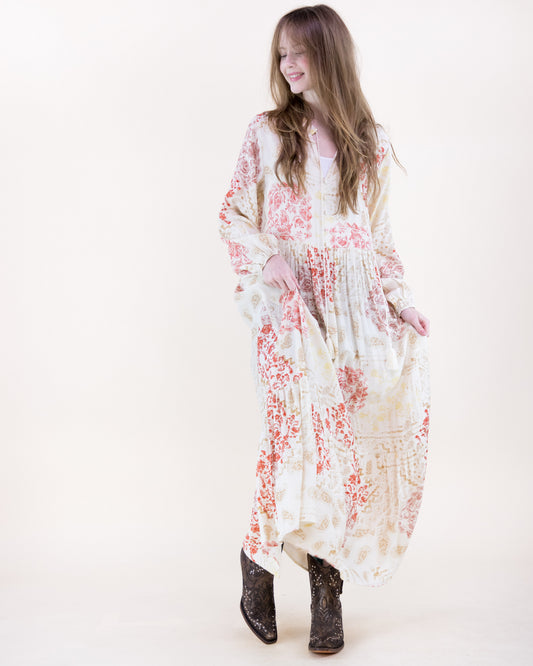 Vintage Romantic Long Sleeve Maxi Sundress