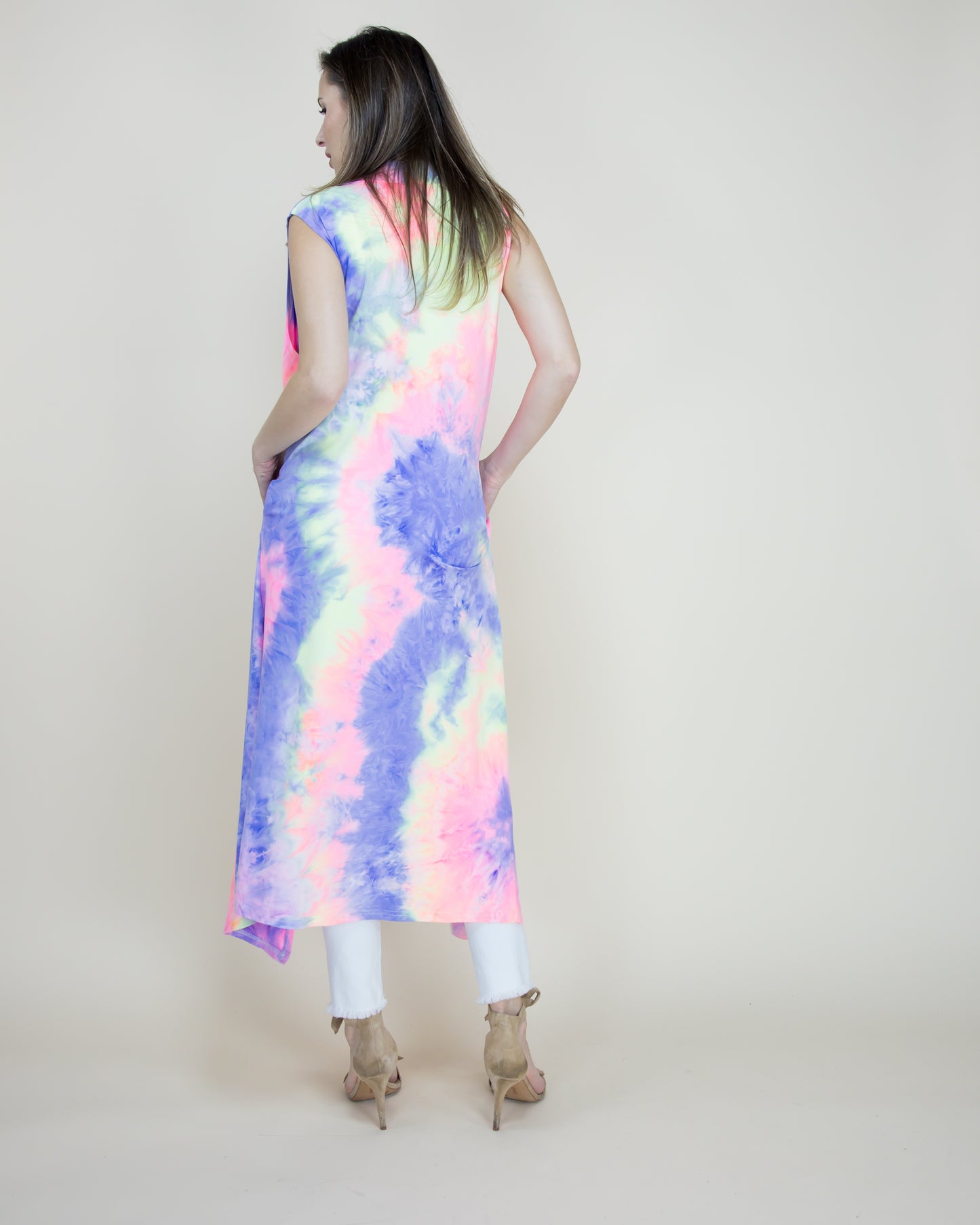 Pastel Tie-Dye Long Vest