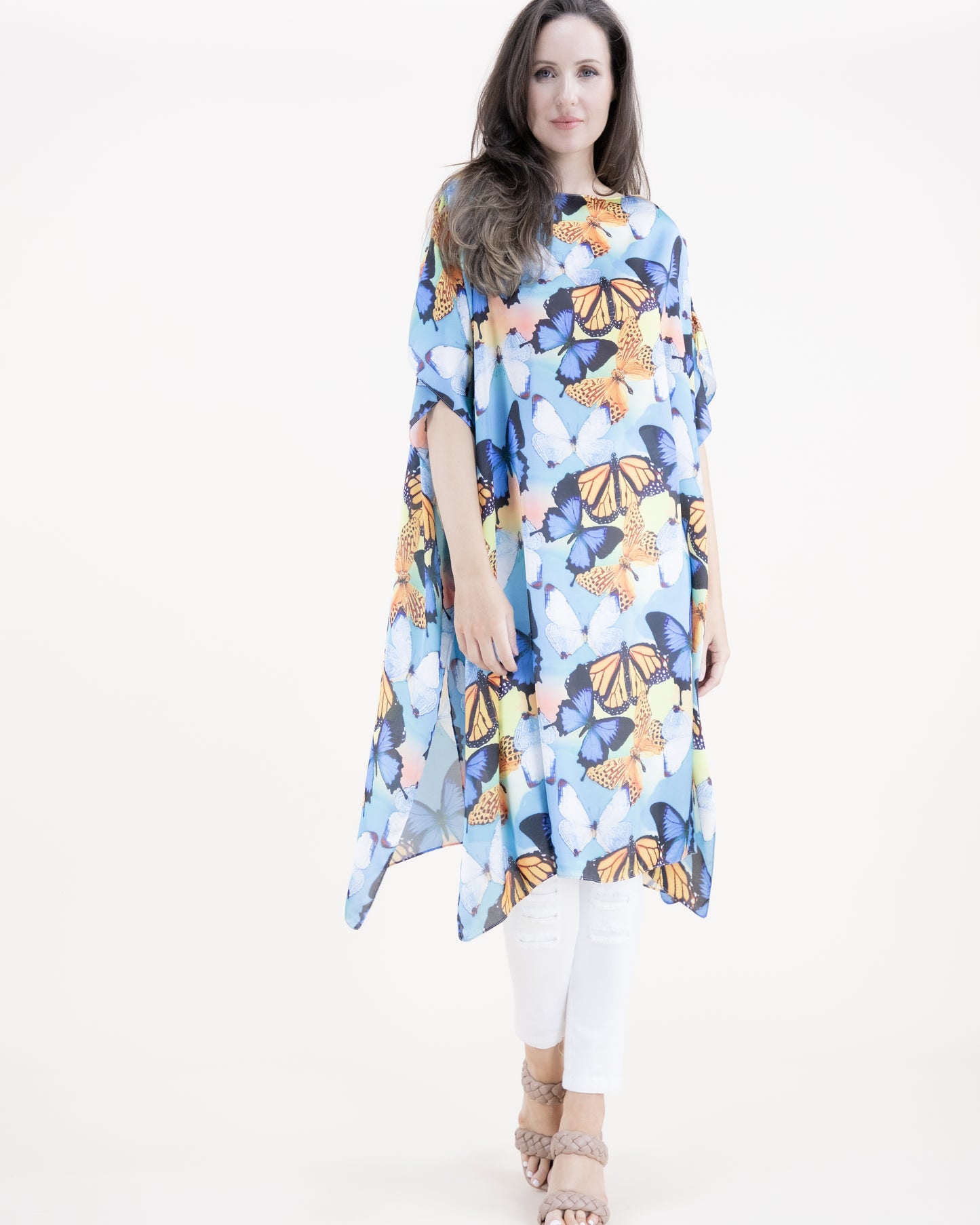 Butterfly Dance Silky Feel Satin Kaftan