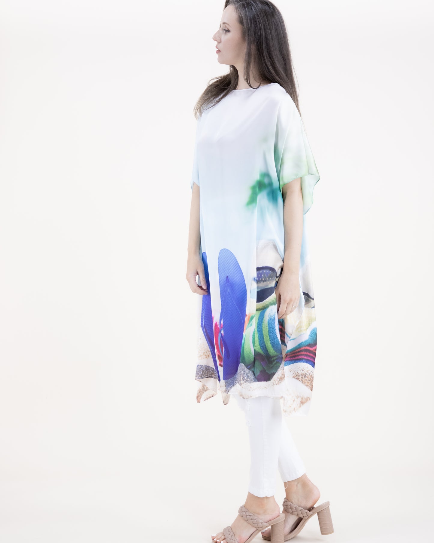 Beachy Vibes Silky Feel Satin Kaftan