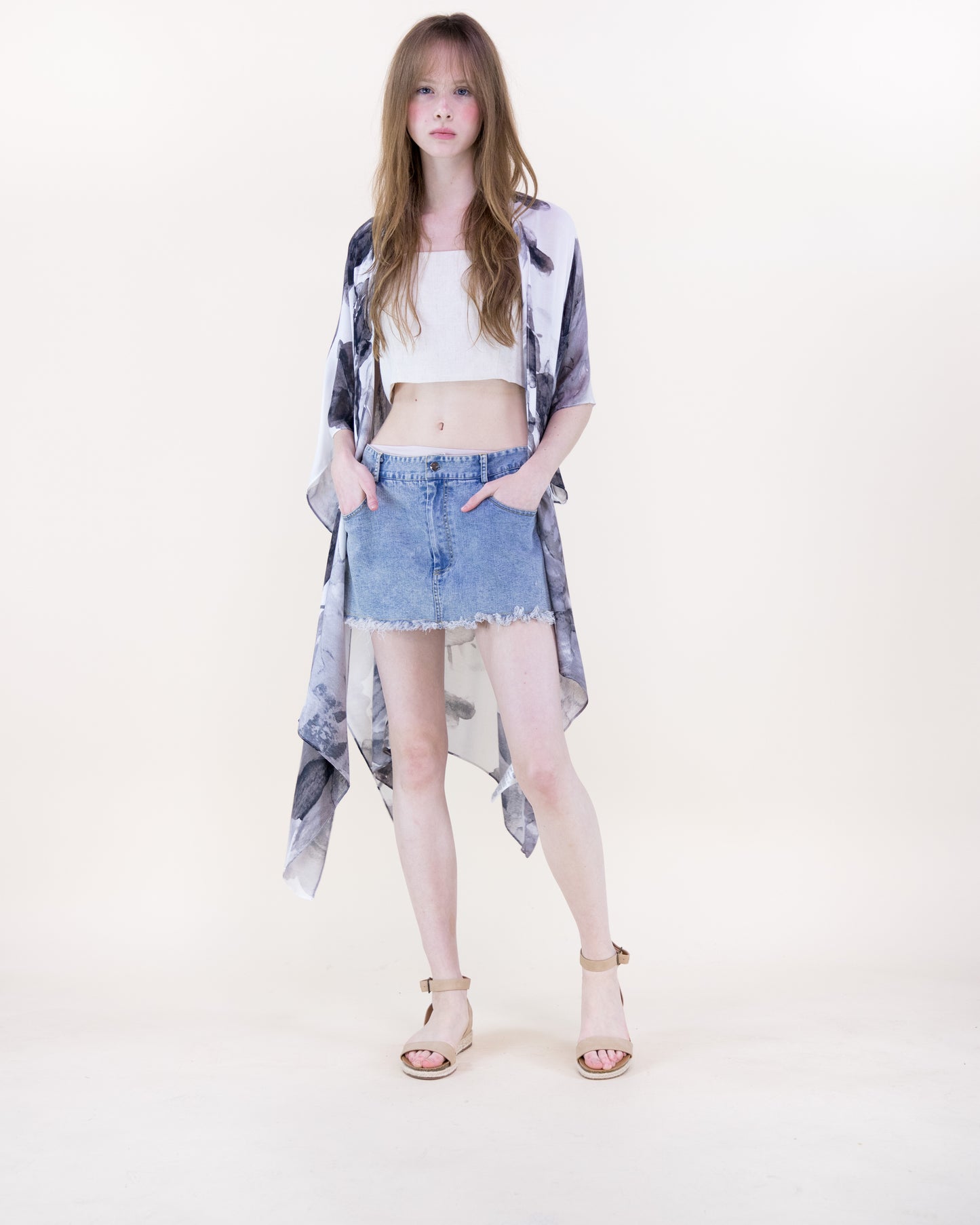 Ink Blossom Print Kimono