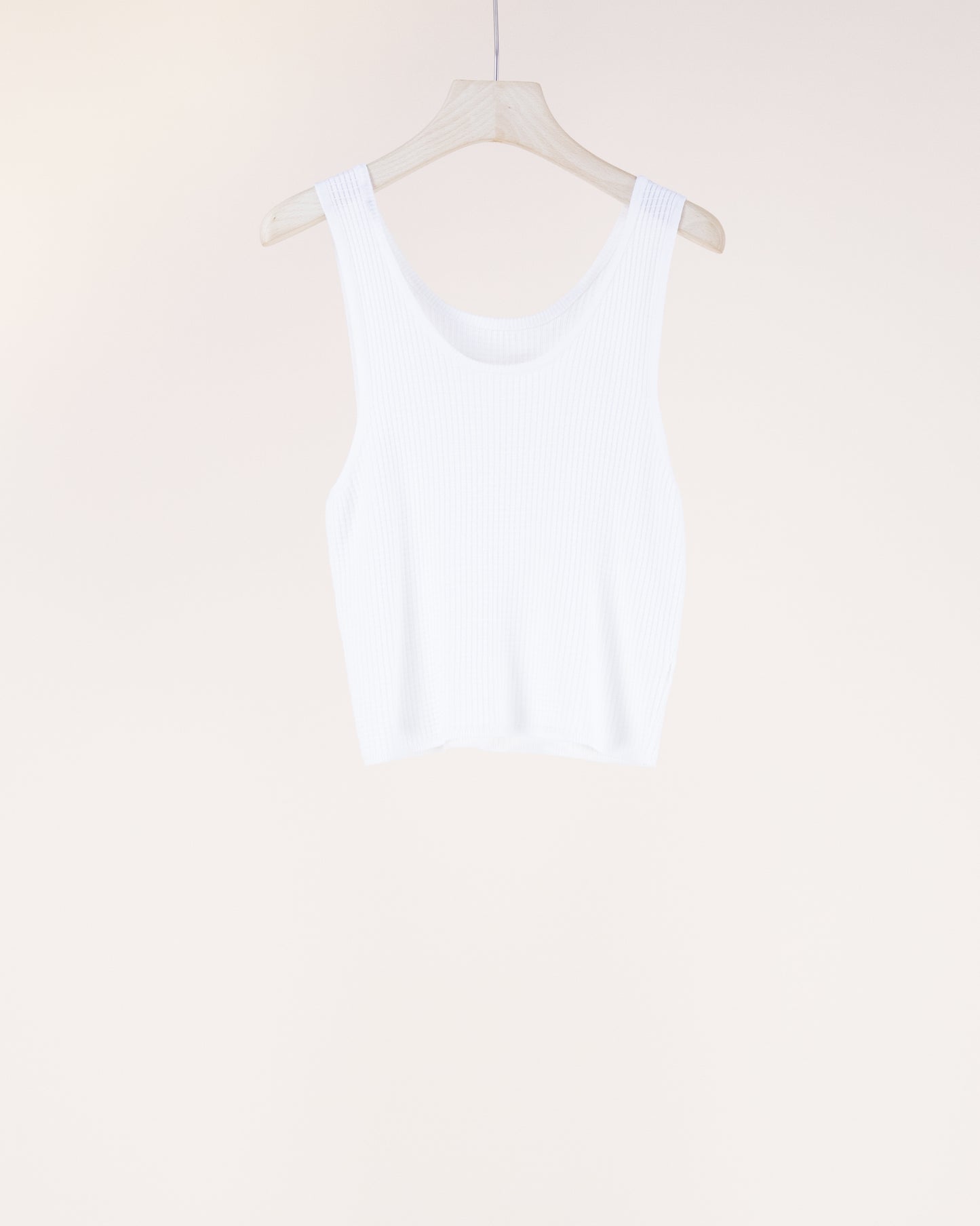 Neutral Scoop Neck Sleeveless Waffle Stitch Knit Crop Top
