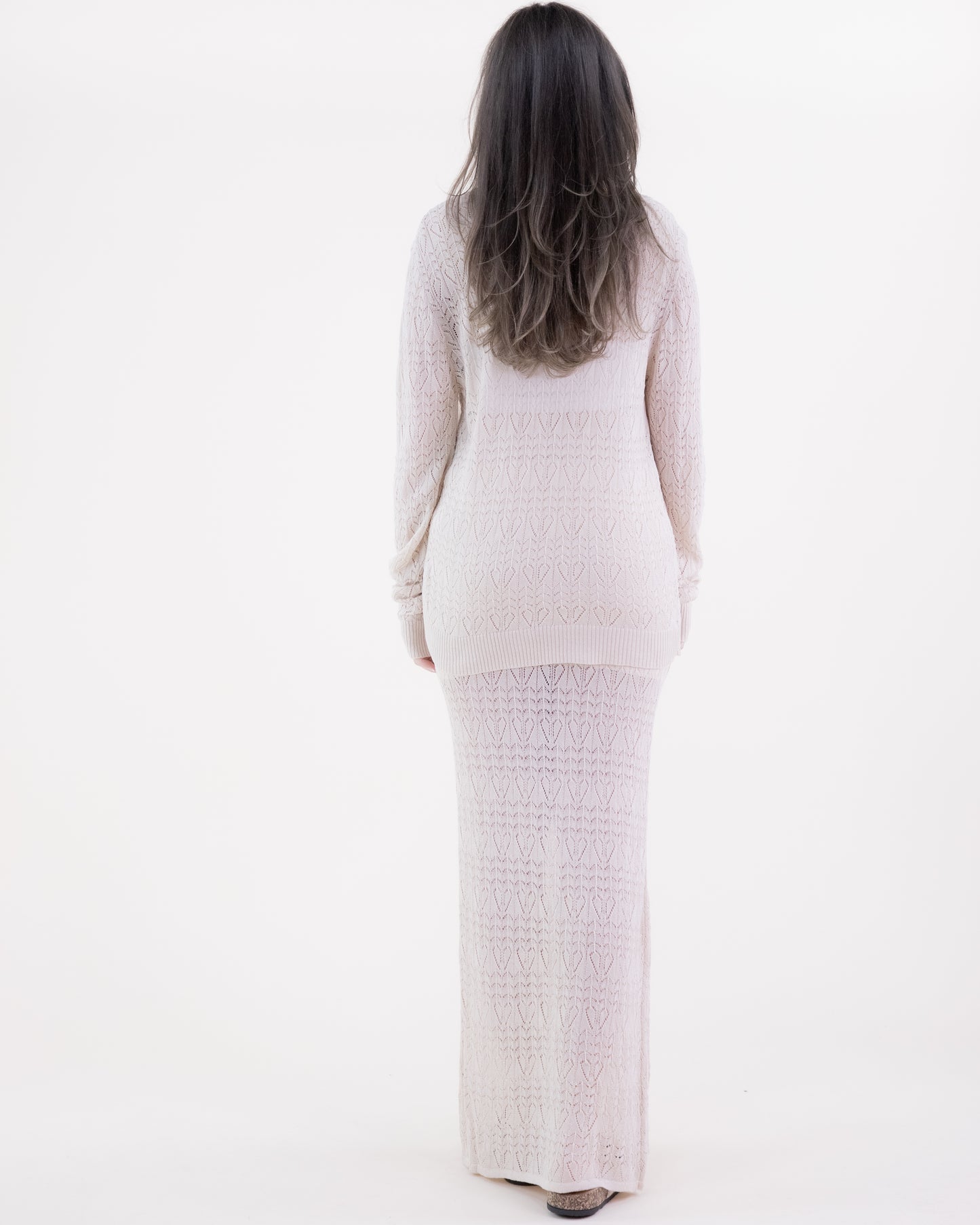 Pointelle Long Sleeve Sweater